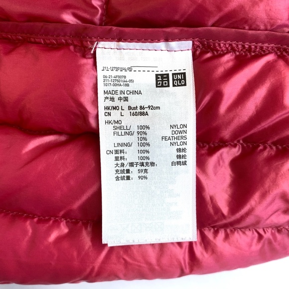 UNIQLO pink ultra light down jacket coat L - Picture 10 of 11